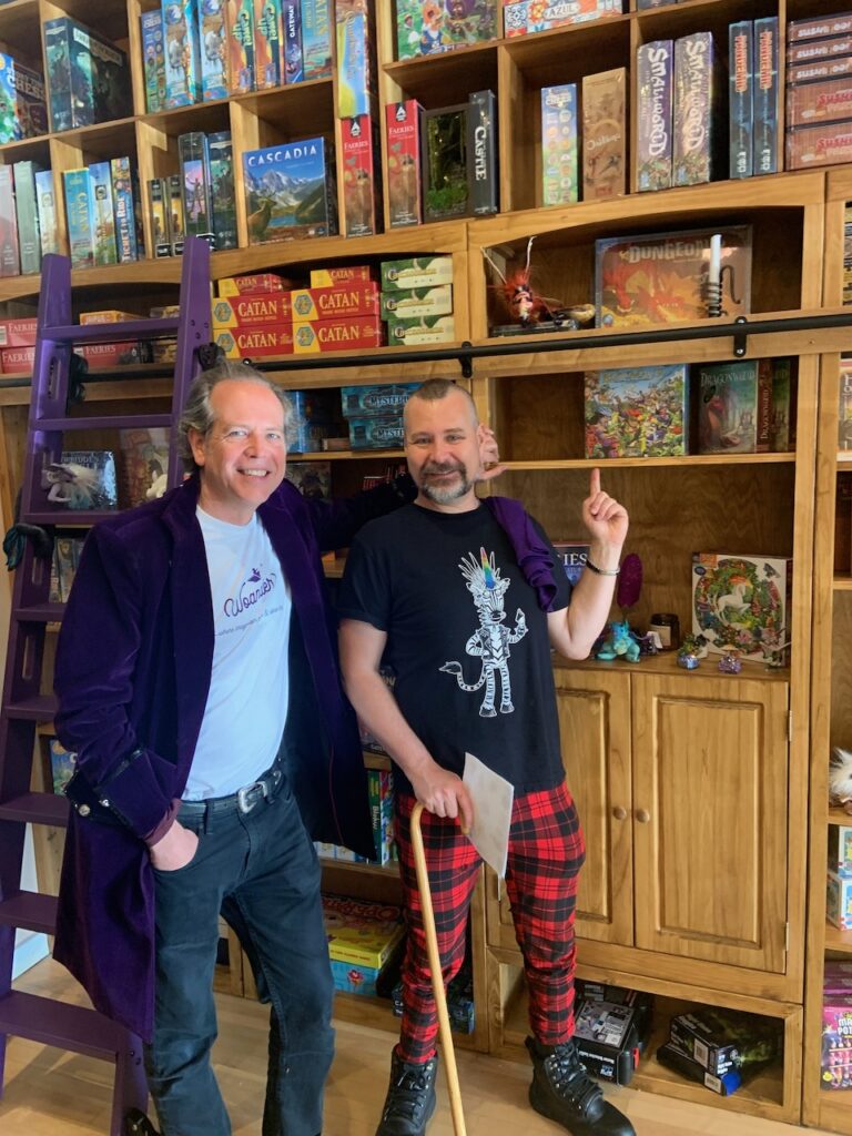 Legitimacy boardgame in stock at the Woander Store in Mill Valley - with founder Matthew Purdon